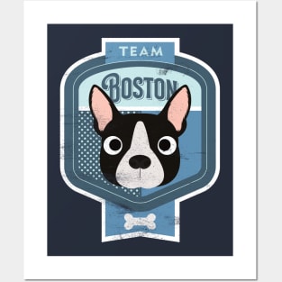 Team Boston - Distressed Boston Terrier Beer Label Design Posters and Art